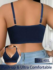 Bra Tanpa Kawat dengan Gesper Samping untuk Wanita Ukuran Besar, Bra Bernapas, Anti Selip, dan Tanpa Jahitan untuk Penggunaan Sehari-hari, Memberikan Dukungan yang Baik - Royal Blue - View 4