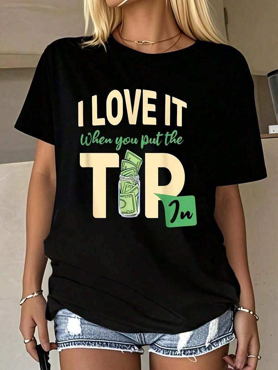 Camiseta Divertida de Camarero para Mujer y Unisex - Estampado "Te Quiero Tanto Que Dejé un Borrón" con Herramientas de Barman (Dinero, Lima, Hielo) - 100% Suave y Transpirable, Manga Corta, Ideal para Regalos de Camarero, Fiestas, Uso Casual - Lavable a Máquina, Ropa de Verano - Negro - Ver 1