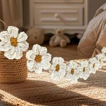 1 Piece Hand Woven White Daisy Wreath Set -8 Pieces Set For Home Wall Decoration, Farmhouse Countryside Style Front Door Decoration - Multicolor - View 4