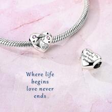 1pc S925 Sterling Silver Heart-Shaped Family Bond Pendant, Featuring Original Family-Themed Design. This Colorful Cubic Zirconia Embedded Pendant Chain Can Be Used For Bracelets And Necklaces. It Serves As A Warm DIY Jewelry Component To Create Sentimental Pieces, Symbolizing Affectionate Feelings, Suitable For Creative Projects And Daily Wear. - Multicolor - View 11