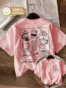 Graphic Print T-Shirt, Short Sleeve, Round Neck, Casual Top For Summer And Spring, Women's Clothing, Pure Cotton T-Shirt - 白色 - 查看 6