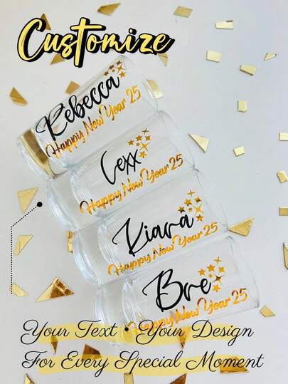 Customized Liquor Glass, New Year Holiday Party Liquor Glass Small Gift, Wedding Birthday Valentine's Day Celebration Customized Text Or Pattern Liquor Glass, Personalized Holiday Gift For Friends, Family, Couples, Seasonal Event Party Customized Drinkware Gift, Personalized Wedding Liquor Glass, Guest Party Cup, Unique Celebration Glass, Bride Party Small Gift, Customized Name Liquor Glass, Newlywed Gift, Banquet Tableware