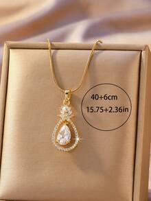 1 chiếc dây chuyền mặt dây chuyền hai tông màu vàng và bạc dành cho nữ - Mặt dây chuyền hình hoa thanh lịch với đá Cubic Zirconia đính kèm, thiết kế thác nước lấy cảm hứng từ trang sức, dây chuyền có thể điều chỉnh, thích hợp làm quà tặng hàng ngày, sinh nhật, kỷ niệm cho người yêu hoặc bạn thân. - Nhiều màu - Xem 4