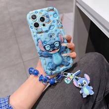 Disney Has Authorized, Phone Case - Chain Set, The Stitch Lilo & Stitch 3D Phone Case Plus A Silicone 3D Stitch Bracelet With Metallic Ring Removable Bracelet, Stitch And Angel Pattern, Compatible With Iphone17/16/15/14/13/12/11/XS/XR/X Plus Pro Max, A Stylish Cartoon Phone Case, The Perfect Gift Choice, Phone Protection, Durable Phone Cover, Great Gift For Friends And Family. - 白色 - 查看 6