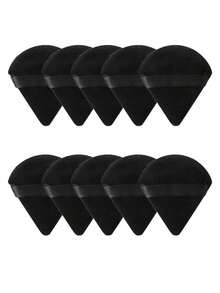 50-Piece Triangular Velvet Powder Puff, Facial Loose Powder Puff, Reusable Powder Puff, Face And Eye Makeup Puff, Soft Foundation Puff, Foundation Dry Powder Makeup Tool,Room Decor, Dressing Table, Travel, Bedroom, Makeup Accessories, Powder Puff - Black - View 9