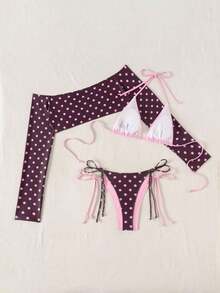 Conjunto de 3 piezas de traje de baño negro y blanco para mujer, conjunto de traje de baño casual y sexy de 3 piezas para resort de playa, conjunto de traje de baño de 3 piezas para mujer, Bottom de traje de baño para mujer, conjunto de playa negro y blanco para mujer - Multicolor 2 - Ver 3
