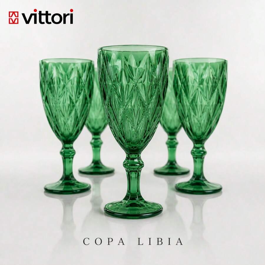 Juego de Copas Vittori – Elegancia que se siente - Verde Esmeralda - Ver 1
