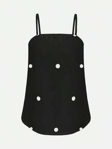 2 Piezas Juego minimalista de mujer con lunares, primavera/verano - Negro - Ver 3