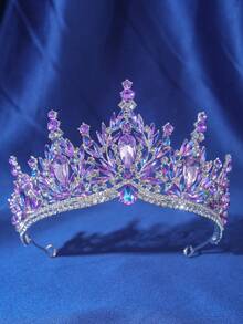 1pc Elegant Silver Rhinestone Women's Baroque Crown Headpiece, Bridal Wedding Hair Accessory, Romantic Princess Ball Party Tiara,Coronas - Multicolor - View 6