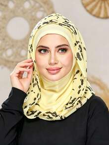 1 chiếc mũ trùm đầu chấm bi nữ, băng đô co giãn bằng vải chiffon in họa tiết bò sữa, thoáng khí, thoải mái, co giãn, vành rộng, thấm mồ hôi, phụ kiện thể thao đa năng, khăn choàng thời trang tối giản, mũ trùm đầu và khăn trùm đầu bằng vải chiffon đồng bộ, tất cả trong một. - Vàng chanh - Xem 3