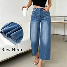 American Straight Leg Wide Leg Jeans Fashionable Casual Pants Loose Denim 2026 Spring/Summer Ankle Cut Pants - Màu xanh lam - Xem 1
