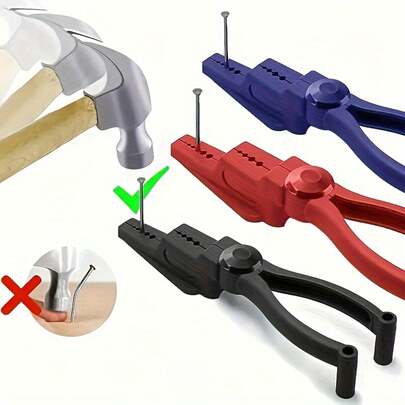 3pcs Nail Assist Tool Set, Concrete Nail Safety Cover, Nail Holder, Hammer Protector, Nail Tools, Portable Tool Pliers. Nail Fixing Tools, Safety Hand Protection Tools. Manual Tools.