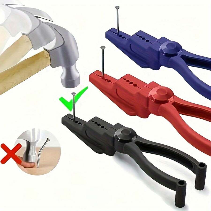 3pcs Nail Assist Tool Set, Concrete Nail Safety Cover, Nail Holder, Hammer Protector, Nail Tools, Portable Tool Pliers. Nail Fixing Tools, Safety Hand Protection Tools. Manual Tools.