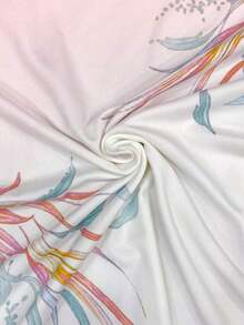 Camiseta de manga corta con cuello redondo y estampado floral diminuto para mujer, de estilo casual de verano - Multicolor 15 - Ver 4