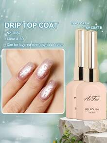 AiFer 2pcs Set 15ml/Pc No Wipe Drip Top Coat UV LED Nail Gel Water Drop High Gloss Long Lasting Nail Sealer - Drip Top Coat 2pcs Set - 查看 1
