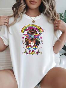 Camiseta de Mujer con Estampado Gráfico, Algodón Ligero, Verano, Camiseta Casual de Cuello Redondo, Opciones en Negro y Blanco, Estampado de Gafas de Philobotomist Life, Camisetas de Uso Diario de Verano, Tops de Verano, Camisetas Gráficas, Conjuntos de Verano, Camisetas Gráficas de Mujer, Tops Cortos de Mujer, Tops de Mujer, Ropa Linda de Algodón Vintage, Camiseta Oversize de Mujer con Estampado 100% Algodón Puro - Blanco - Ver 7