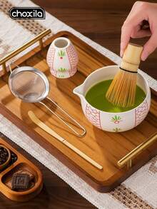 choxila 5pcs Matcha Tea Set, Including Matcha Whisk (Tea Whisk), Whisk Holder, Matcha Scoop, Matcha Bowl, Matcha Sifter, Bamboo Matcha Powder Stirrer And Portable Matcha Tea Brewing Tools. Ideal For Daily Use In Japanese Tea Ceremony, Tea Enthusiasts, Kitchen And Dining, Also A Great Gift For Friends, Significant Others Or Mother's Day. - Matcha Set - View 3