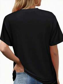 1 pieza de camiseta de algodón puro con estampado de mono para mujer, camiseta de manga corta con cuello redondo, estilo casual de verano, regalo para amantes de los animales, linda camiseta para el Día de la Madre, para uso diario – regalo para mamá. 180g 100% algodón, los diseños están completamente impresos. Unisexo. - Negro - Ver 3
