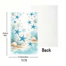 Seaside Beach Shell Starfish Print Kitchen Hand Towels 1/2 Packs 16*24 Inches, Multi-Purpose Wiping Cloth For Kitchen Restaurant Decor, Exquisite Gift Kitchen Utensil - Multicolor - View 5