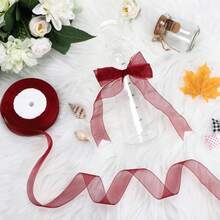 Pita Tulle Burgundy 50 Yard/1 Inci (25mm), Pita Organza Transparan, Dekorasi Pernikahan, Kerajinan DIY & Pembungkus Buket Bunga - beraneka warna - View 2