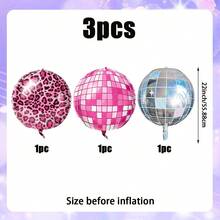 3pcs 22inch 4D Round Disco Balloons, Including Leopard Print Balloon, Laser Disco Ball, Pink Disco Ball Music Performance Decor Props, 80s 90s Party Gifts, Photo Props, Hip Hop Disco Birthday Party Decorations, Music Concert Theme Party Cosplay Stage Birthday Decor, Party Supplies - Multicolor - View 8