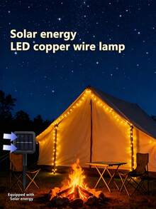 5m/10m Waterproof Solar Powered Copper Wire LED String Lights, Flexible Light Strip For Garden, Bedroom, Wedding, Party, Home Decor - Solar Copper Wire Lamp - View 8