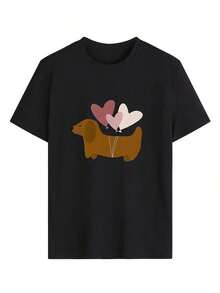 Camisa de manga corta estampada mujer de verano, corte regular, peso 180 gr, 1 pieza - Negro - Ver 2