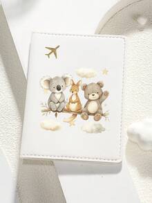 1pc Cartoon Print Passport Holder - Cute Koala, Kangaroo And Bear With Stars And Clouds Travel Organizer - Birthday Gift For Wife, Girlfriend, Best Friend, Holiday Gift - Multicolor - View 14