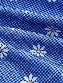 Vestido mini con cuello halter romántico y de moda para mujer - Azul y blanco - Ver 4