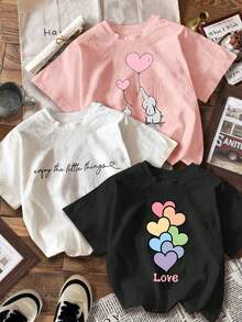 Women's 1 Piece Set: English Elephant Print T-Shirt - Casual Pure Cotton Fabric, Round Neck, Comfortable For All Seasons, Inspired Font Design, Fashionable Retro Style, Women's Summer Casual Sporty Top, Short Sleeve Round Neck T-Shirt. - 杏色 - 查看 8