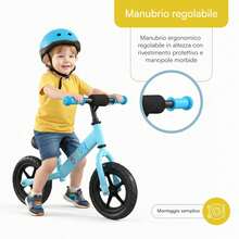 Baroni Toys Bicicleta sin pedales para niños a partir de 3 años, balance bike con manillar y sillín ajustables, ruedas antideslizantes con dibujo, capacidad de carga 45 kg, ideal para el equilibrio y la coordinación, rojo, negro, azul, rosa - Azul - Ver 4