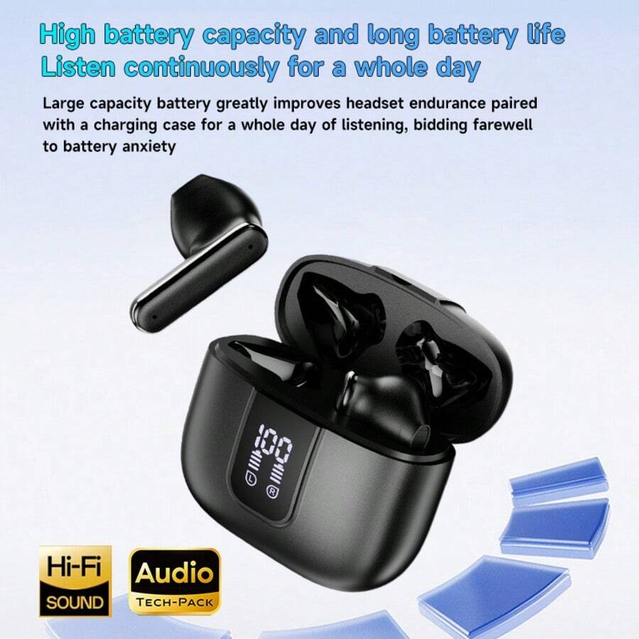 Auscultadores Semi-In-Ear TWS 2026 Novo Estilo, Bluetooth 6.0, Mini, para Desporto e Casais, Vídeo, 9D HIFI Stereo, Cortical, para Android e , Música, Telemóvel, Auriculares Inteligentes, para