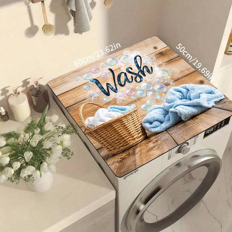 1pc Washing Machine Dust Cover Mat, Countertop Absorbent Table Mat, Absorbent Quick-Dry Refrigerator Mat, Microwave Oven Dust Cover, Soft Diatomite Drainage Mat, Anti-Slip Super Absorbent Washbasin Drying Mat, Modern Washing Machine And Dryer Top Cover, Suitable For Laundry Room And Kitchen, Bohemian Style Tablecloth - Multicolor - View 13