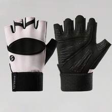 1 Pair Unisex Half Finger Fitness Gloves, Breathable Anti-Slip Fitness Gloves With Wrist Support, Suitable For Weightlifting, Cycling, Workout, Training, Pull-Ups And Rowing - Multicolor - View 10