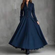 Women Maxi Dresses - Navy Blue - View 3