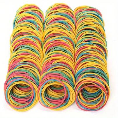 100/300/500 piezas Bandas elásticas multiusos resistentes y coloridas, disponibles en diámetros de 25mm y 38mm, adecuadas para el hogar, la escuela, la oficina y talla grande
