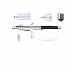 131pcs Airbrush Kit With 0.3mm Nozzle, Interchangeable Paint Cups - Ideal For Nail Art, Tattoos, Cake Decorating And Toy Model Painting - Black - View 7