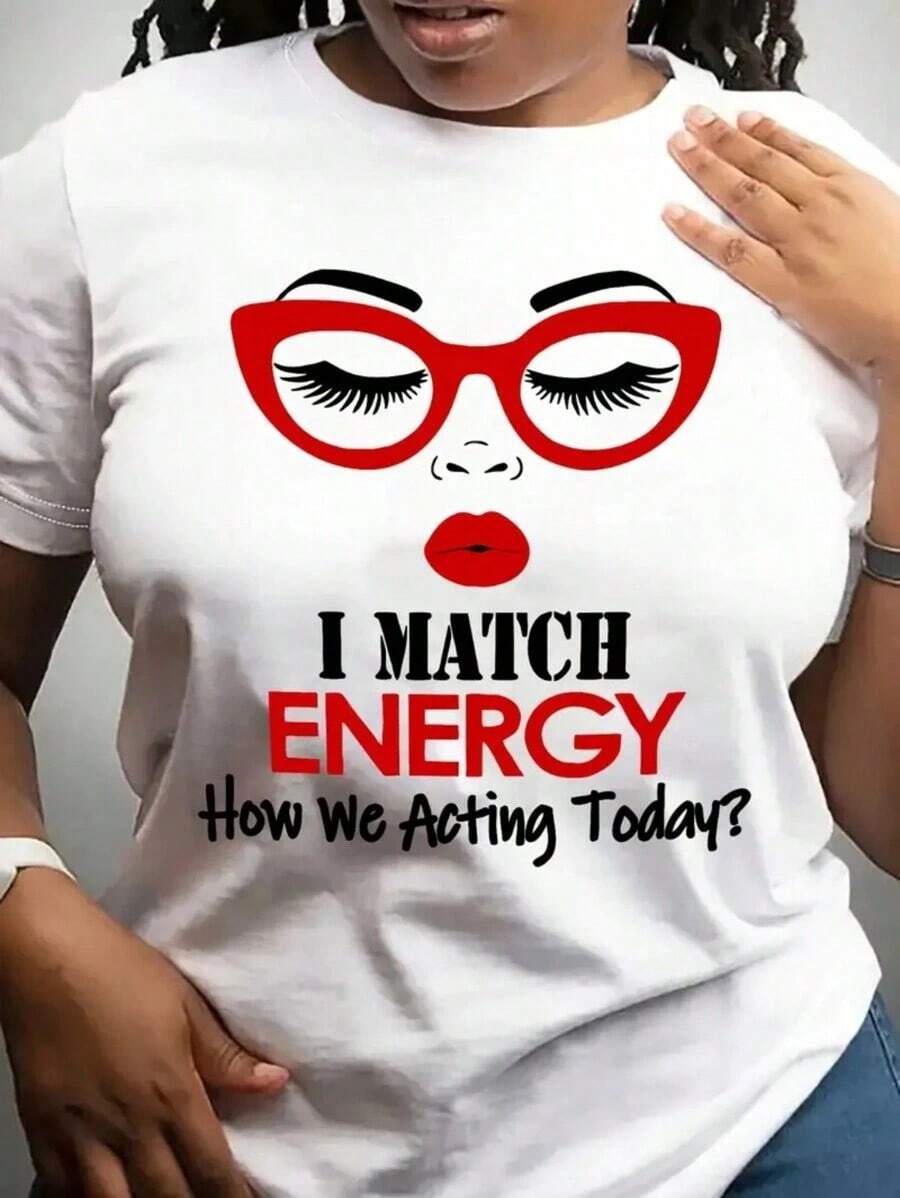 Playera minimalista moderna PAYEAH 1 pieza 100% Algodón Elegante I MATCH ENERGY ¿Cómo Actuamos Hoy? Camiseta de Algodón Grueso Estampada - Blanco - Ver 1