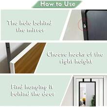 Ver-The-Door Mirror Hanger, 2-Pack Adjustable Set With Protective Lining, Sturdy Door Brackets, Perfect Height & Fit, No Mirror Included - White - Black - View 5