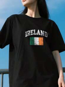 Estampado Gráfico Camiseta Mujer Algodón Ligera VeranoVintage-Ireland-Irish-Flag-Green-St.-Patrick's-Day-T-ShirtOversize Camiseta Mujer Estampado 100% - Negro - Ver 7
