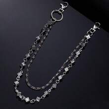 1 Piece Punk Hip-Hop Style Multi-Layer Clothing Chain Skull Iron Chain Artificial Pearl Decoration Unique Men's Pants Chain Unisex Daily And Festival Wear Suitable For Various Festival Occasions Accessories Gift - 銀牌 2 - 查看 11