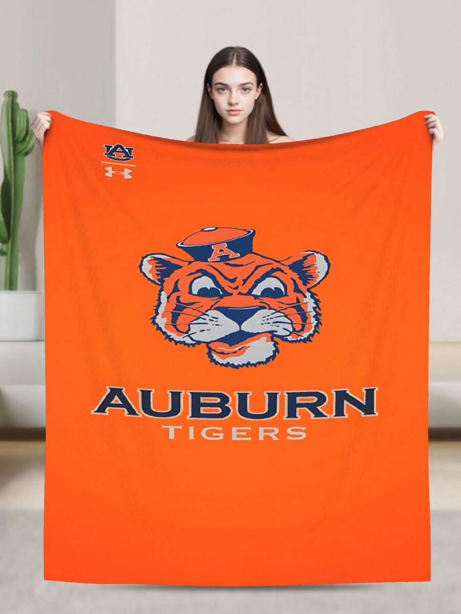 Auburn Merch Tigers Throw Blanket Warm Blankets Breathable Air Conditioner Blanket For Car Classic Outdoor Blankets For Picnic For All Season - màu đen - Xem 1