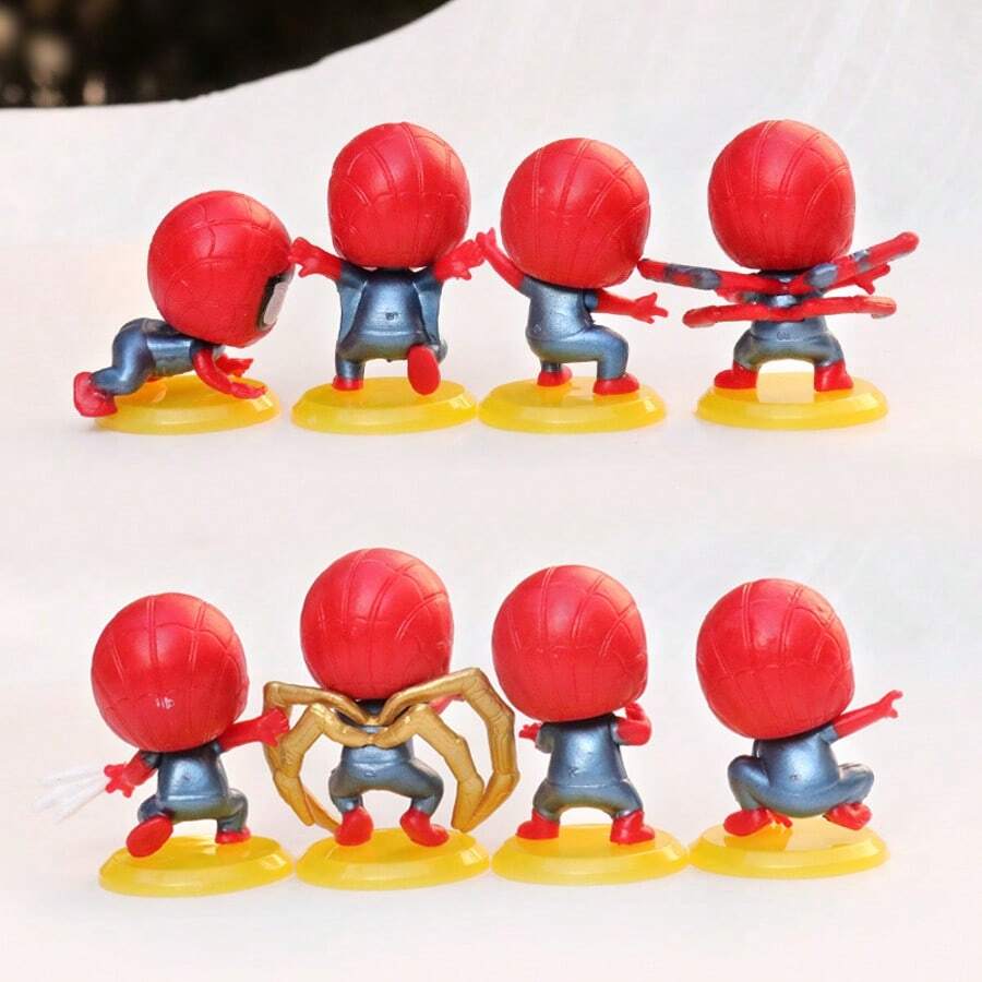 Marvel 1 pieza Figura decorativa de escritorio de Spider-Man versión Q, regalo pequeño perfecto para fans, familia y amigos, colgante fresco de verano, mejor opción para novia/pareja, accesorio de ambiente veraniego, artículo de combinación diaria [Estilo aleatorio] - Multicolor - View 1