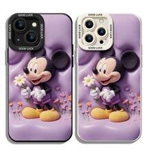 Disney Mickey Mouse Phone Case, Flower Protective Cover. Compatible With IPhone 17, 16, 15, 14, 13, 12, 11 Pro Series And Galaxy S22, S23, S24, S25 Models, Featuring A Plush-Style Mickey Holding A Daisy Against A Purple Background With Small Flowers, Perfect For Fans Of The Iconic Mouse, Ideal For Birthdays, Holidays, Anniversaries, Graduation Gifts, Or Any Special Occasion To Surprise Family, Friends, Classmates, And Loved Ones. - trắng - Xem 1