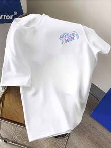 Disney Toy Story Pizza Planet Laser Gradient Pattern T-Shirt, Y2K Wind Pizza Planet Three Eyes Laser Print T-Shirt, Double-Sided Printed Design, Men's Summer Short-Sleeve Top, High-Quality 100% Cotton Short-Sleeve T-Shirt, Summer Relaxed Breathable Casual Short-Sleeve Pack, Suitable For Men And Women, Disneyland Travel Wear, Couples Wear, Casual Everyday Wear, Street Wear, Vacation Wear, Campus Wear, Toy Story Enthusiasts - trắng - Xem 2