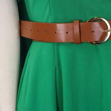 Women's A-Line Casual Dress, New Summer Collection European-American Style, V-Neck And Puff Sleeves - Sabuk Hijau + Sabuk - View 3