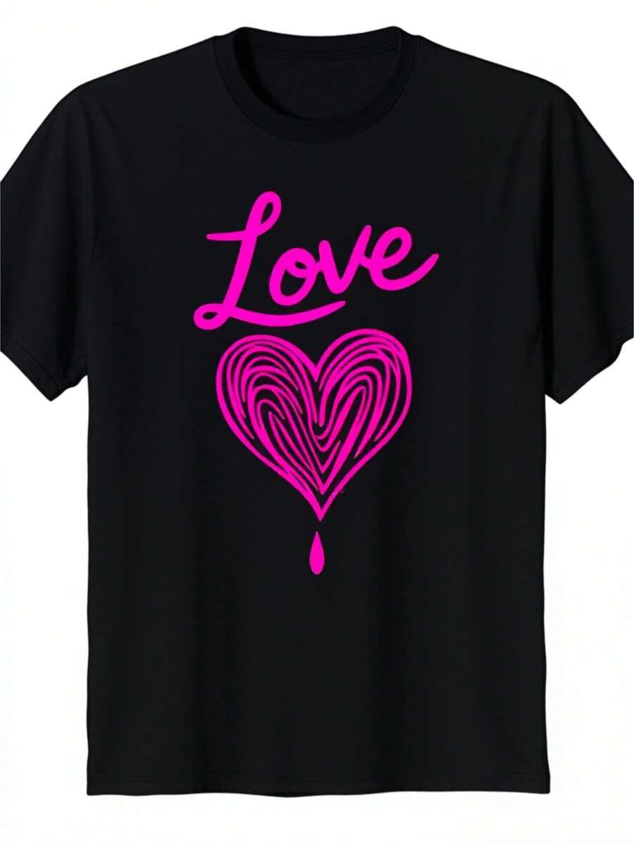 [Novedad 2026] Camiseta de Verano para Mujer con Cuello Redondo y Estampado Negro, Estilo Minimalista, Linda y Elegante, Ropa de Moda Casual y Elegante, Cómoda y Transpirable. Perfecto para el hogar, actividades al aire libre y desplazamientos diarios. Un Regalo Ideal para el Día de la Madre - Negro - Ver 1