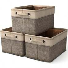 Sorbus Fabric Storage Cubes 15 Inch - Big Sturdy Collapsible Storage Bins with Dual Handles - Foldable Baskets for Organizing -Decorative Storage Baskets for Shelves Home and Office Use -3 Pack Brown - Marrn - Ver 9