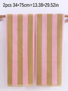 QIBHI 1/2件彩色條紋100%純棉吸水毛巾 (34*75cm) 浴室浴巾 70*140cm/毛巾，沙灘巾 適用於浴室、飯店、健身房、旅行、禮物、沙龍、運動、戶外、沙灘巾、學校、開學、旅行、旅行配件、居家必需品、毛巾、護膚 - 彩色 - 查看 12