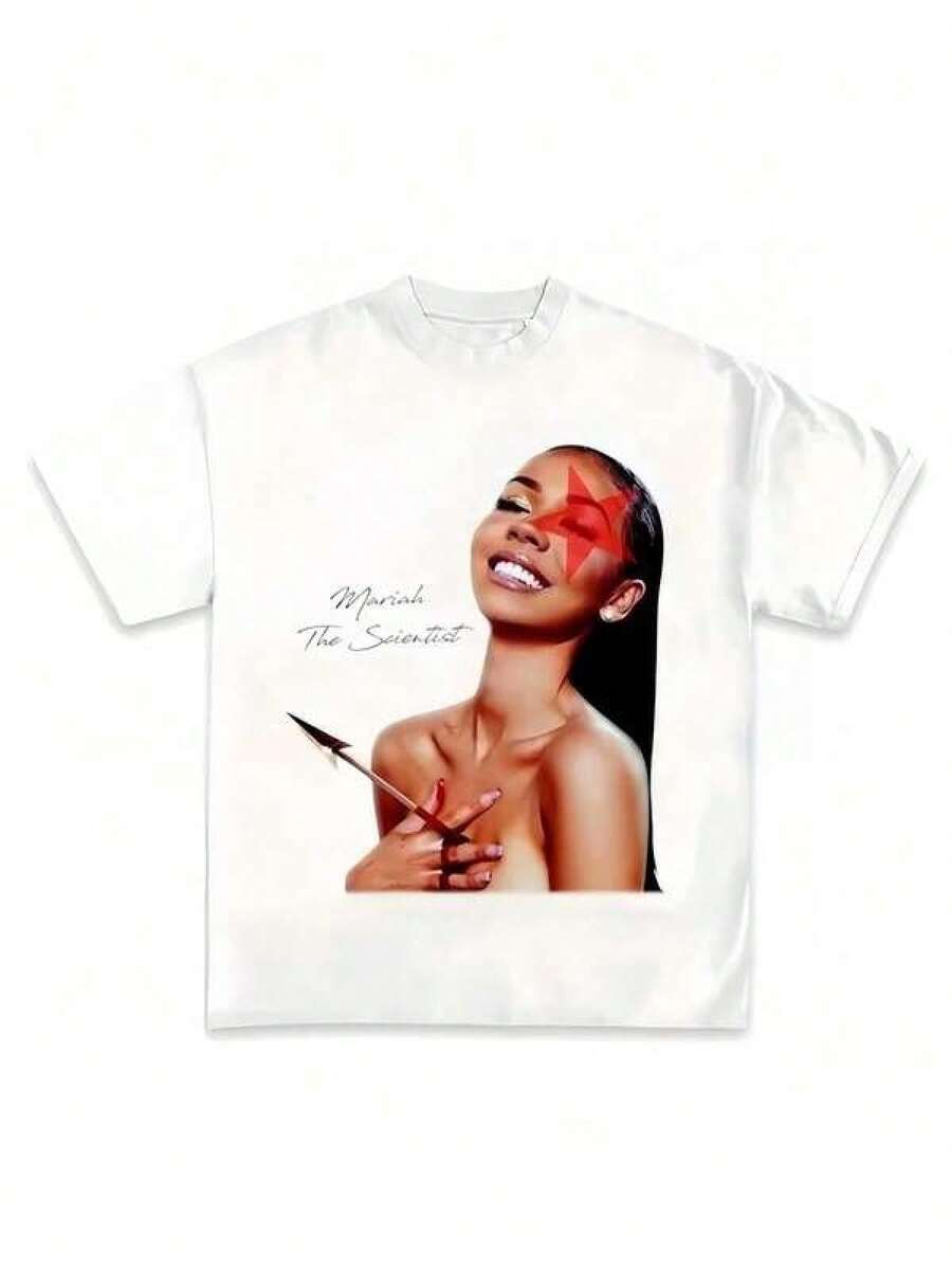 Camiseta casual de cuello redondo más vendidaVintage Y2K Graphic T-Shirt - Casual Pure Cotton Top With Bold Print & Vibrant Photos, Relaxed Fit Black T-Shirt For Women And Men, Elegant T-Shirt Summer Outfits For Women Oversized T-Shirt,Estilo popular de ,Ropa para aficionados al fútbol,Nueva moda 2026,playeras de mujer,Camiseta infantil de dibujos animados,camisas para hombre - Blanco - Ver 1